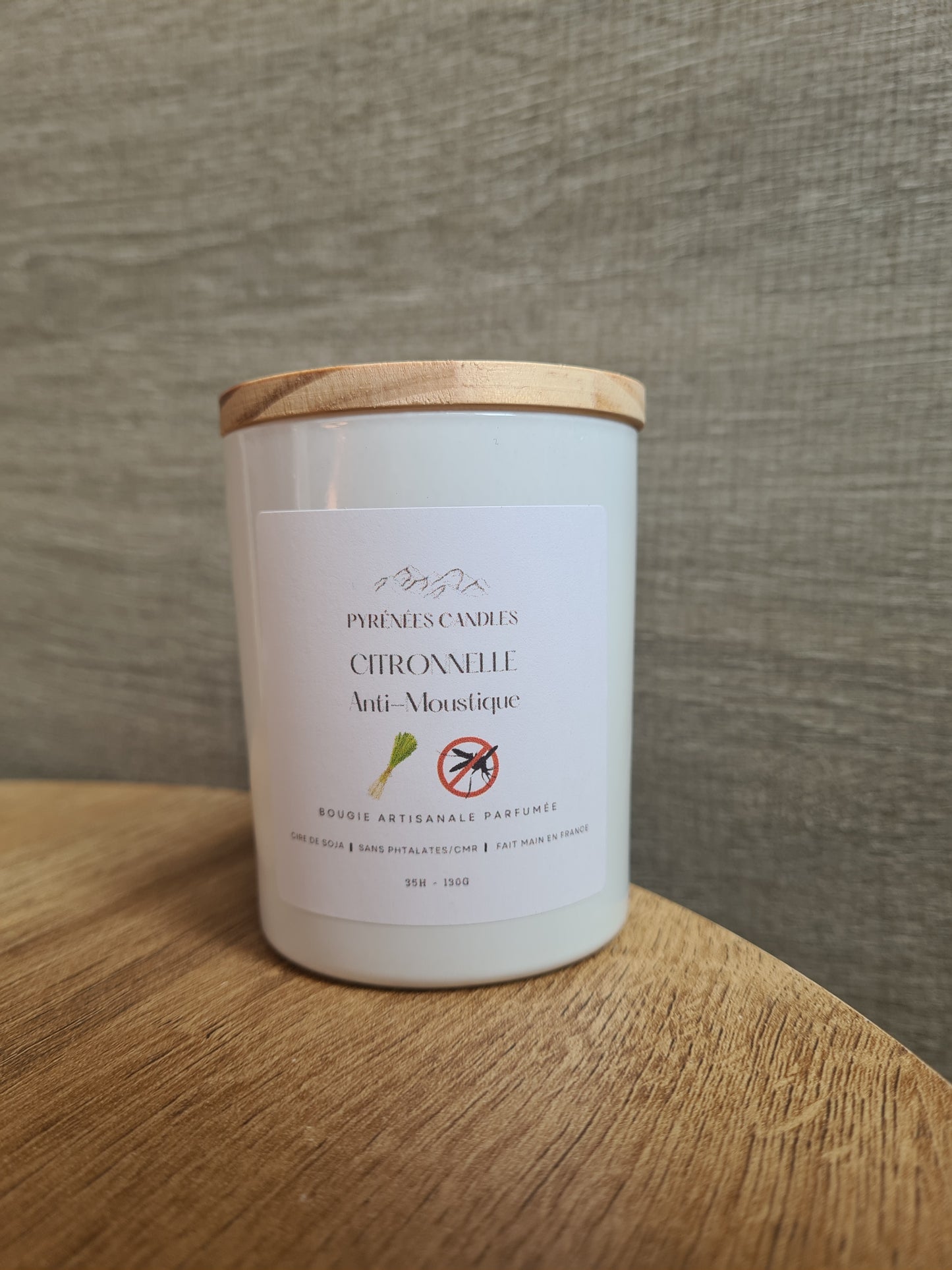 Bougie artisanale parfumée – Citronnelle & Anti-Moustiques