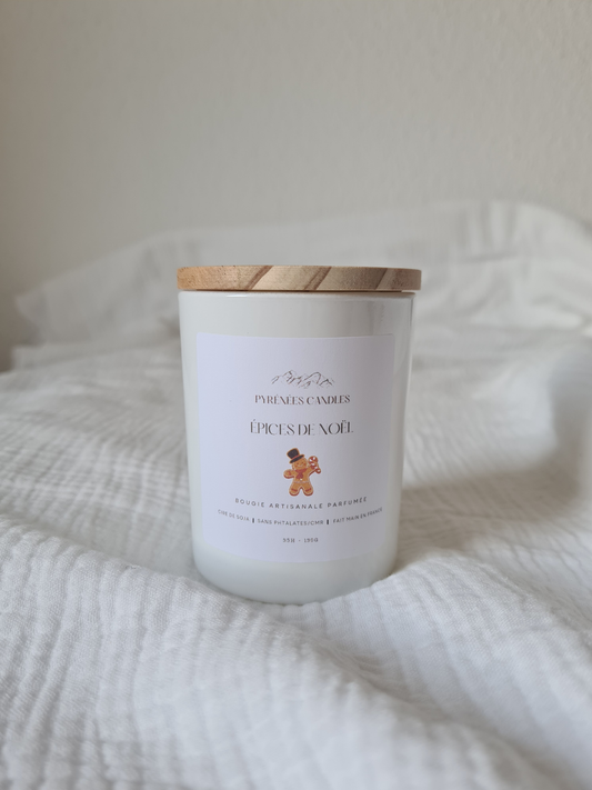 Bougie artisanale parfumée – Épices de Noël