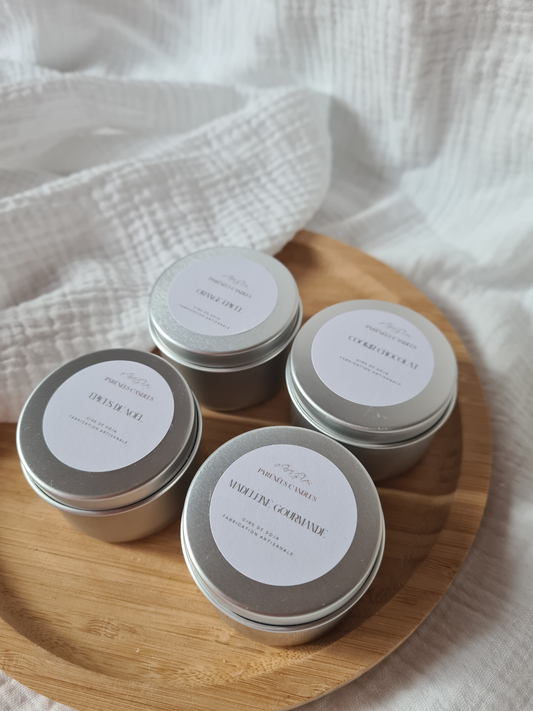 Coffret Gourmand – 4 bougies parfumées artisanales (50 g chacune)