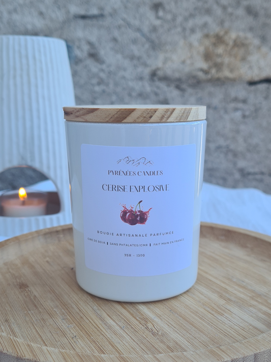 Bougie artisanale parfumée – Cerise explosive