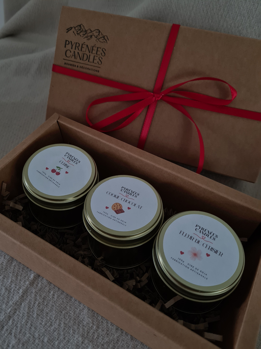 Coffret 3 bougies Saint-Valentin