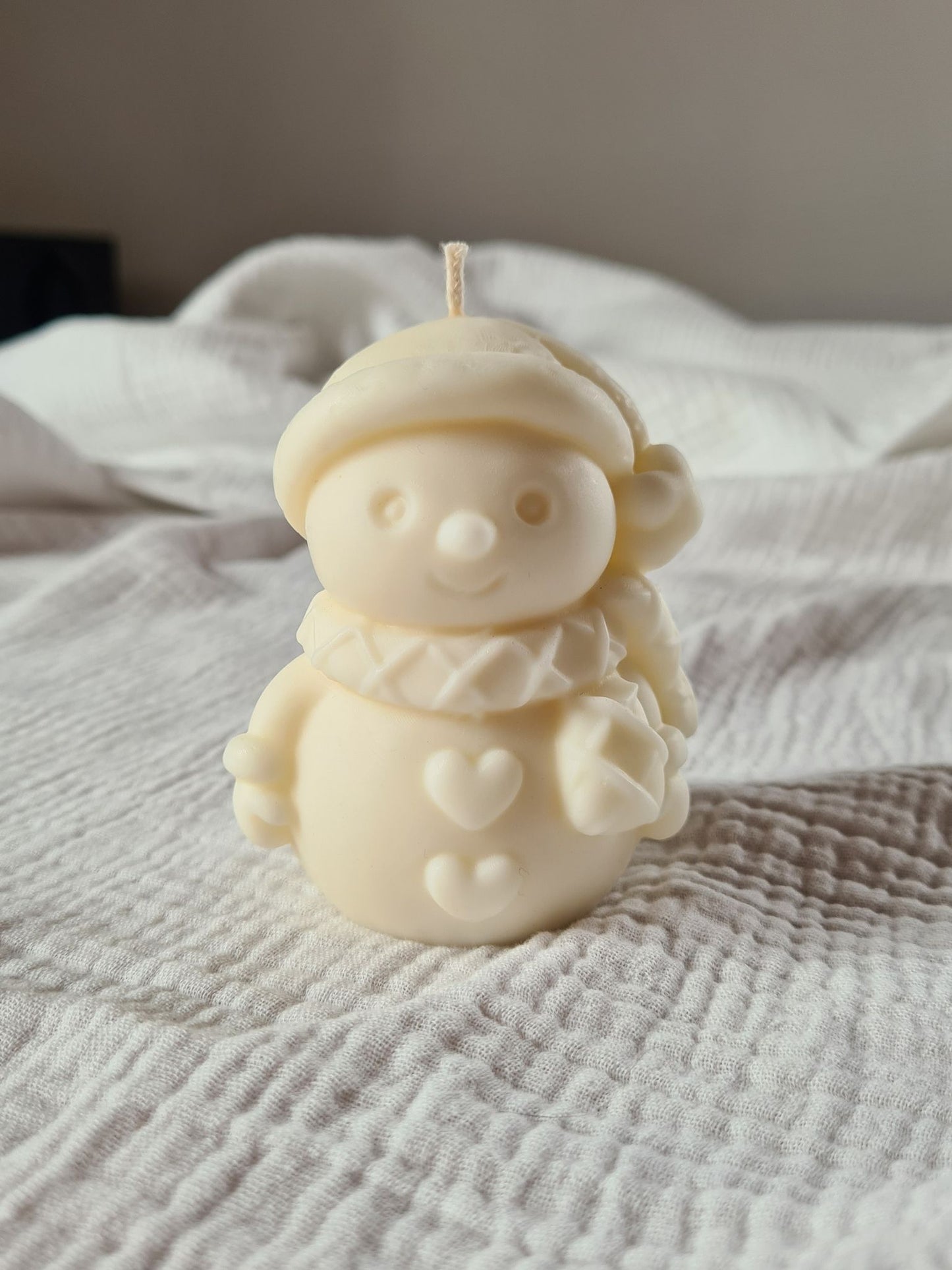 Bougie décorative Bonhomme de neige – Sans parfum – Artisanale