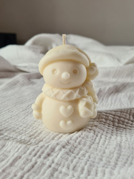 Bougie décorative Bonhomme de neige – Sans parfum – Artisanale