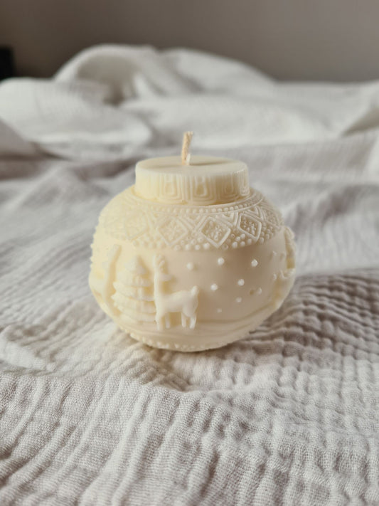 Bougie décorative boule de Noël – Sans parfum – Artisanale