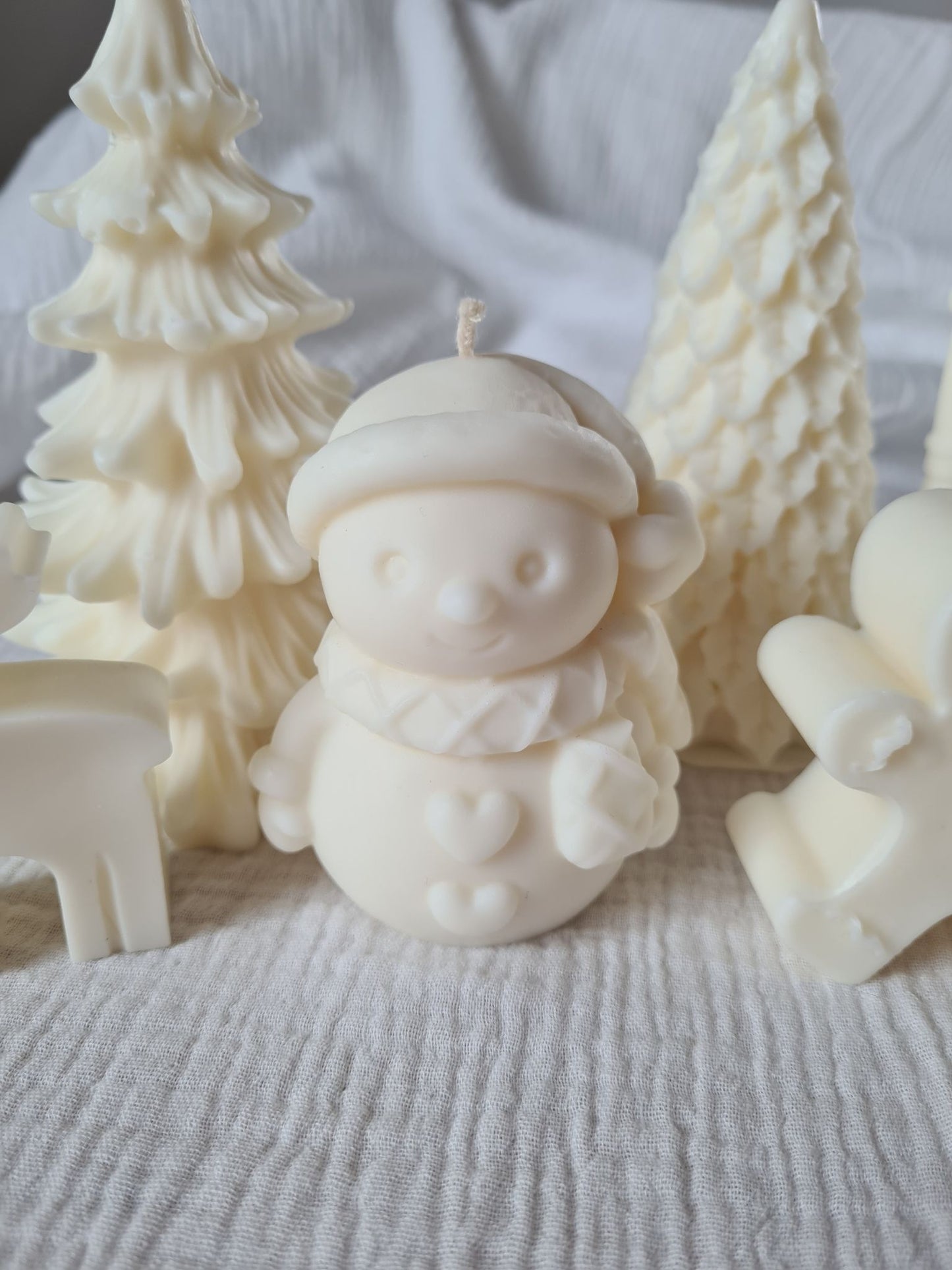 Bougie décorative Bonhomme de neige – Sans parfum – Artisanale